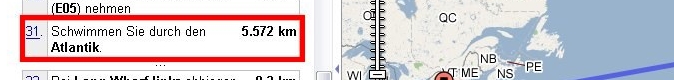 Googels Wegbeschreibung nach Amerika