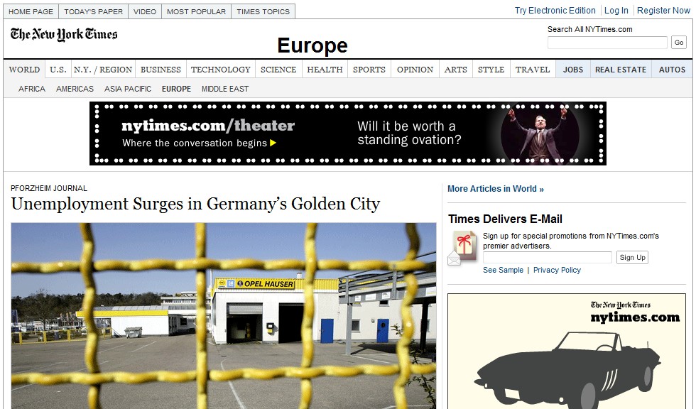 NewYork Times Artikel über Pforzheim